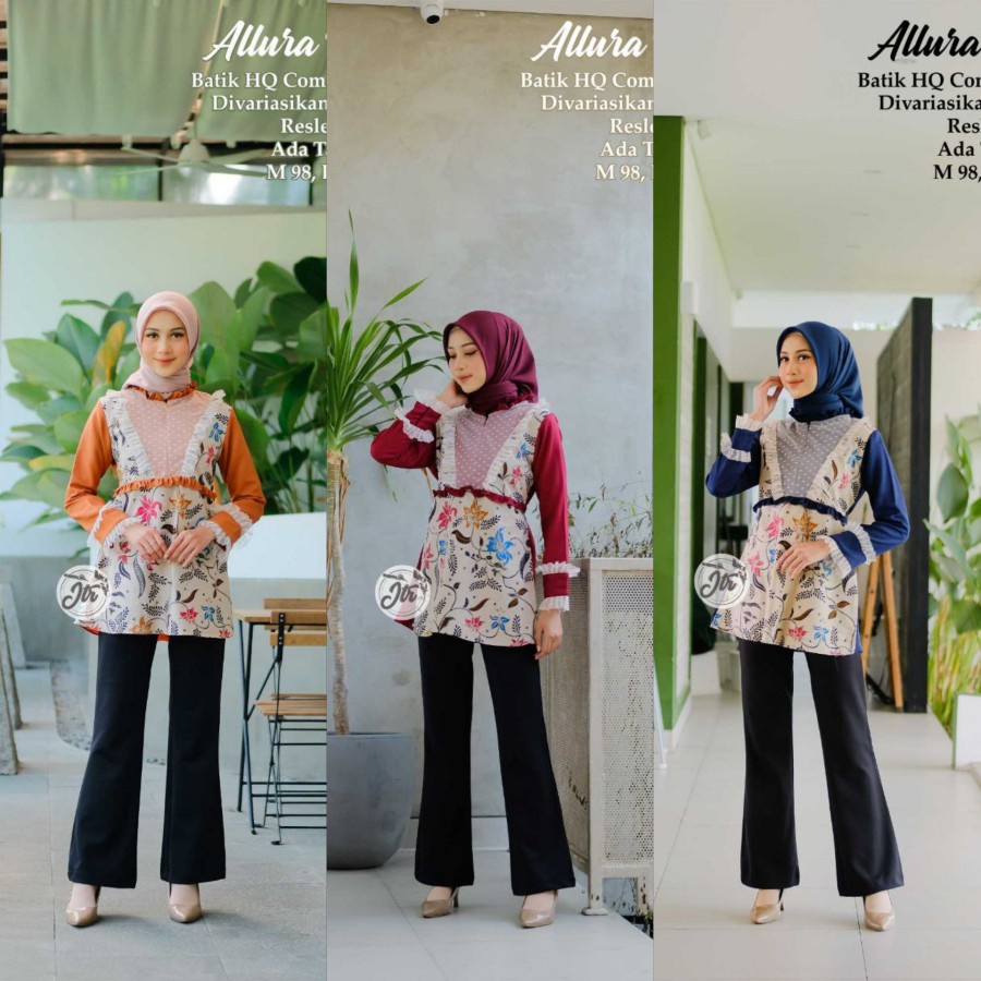 Allura Blouse Batik Wanita Baju Kerja Batik Wanita Remaja Real Pict / Blus Batik / Blouse wanita / K