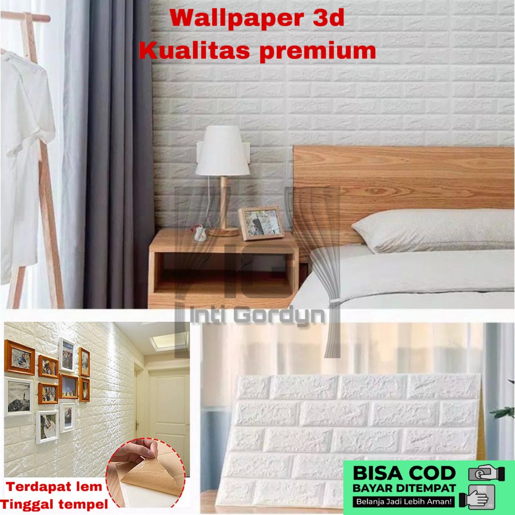 WALLPAPER 3D FOAM MOTIF BATU BATA LANGSUNG TEMPEP (SUDAH ADA PEREKAT)