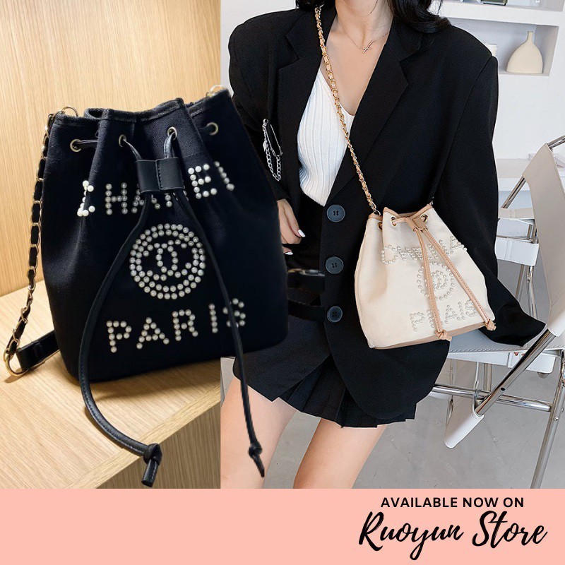 RYX - Paris Pearl Tas Bucket Drawstring Selempang Fashion Casual - Ori Import