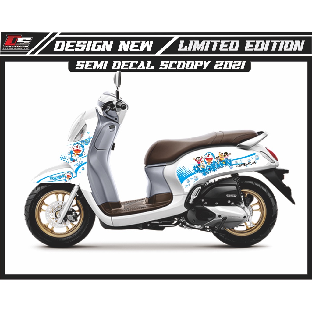 STRIPING SEMI DECAL SCOOPY  2021 CONCEPT DORAEMON SIMPLE LIS WARNA PUTIH