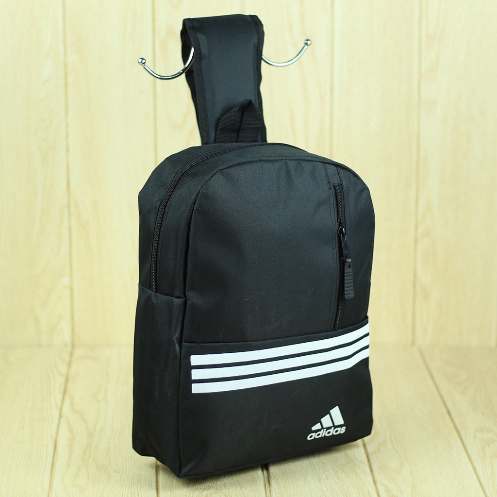 Tas Selempang Adidas Hitam List Putih Cowok Cewek Pria Wanita Bahan Tebal Kuat Berkualitas