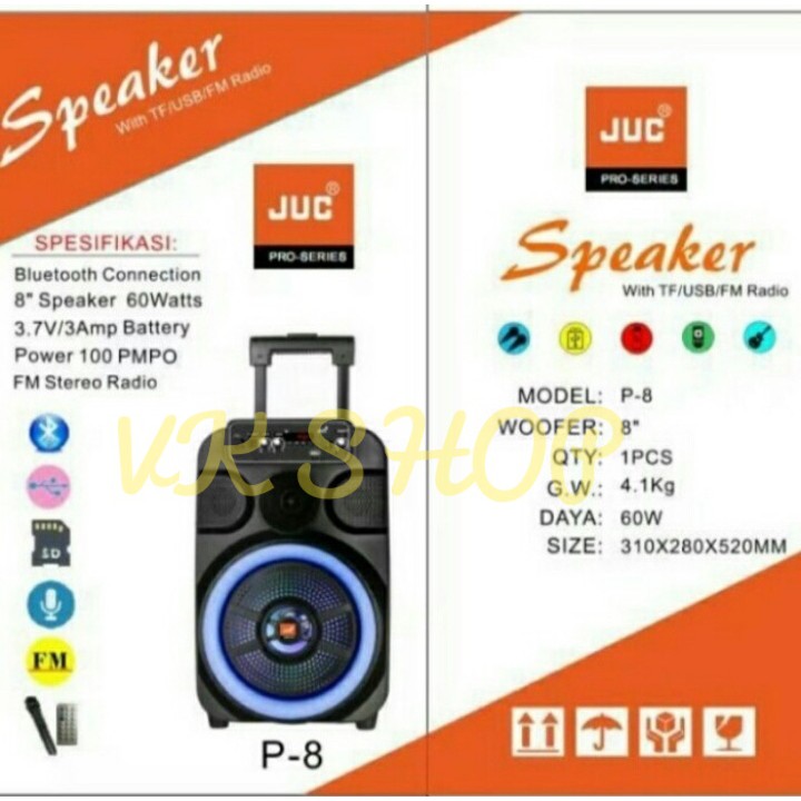 SPEAKER PORTABLE JUC P8 / P-8 INCH BLUETOOTH