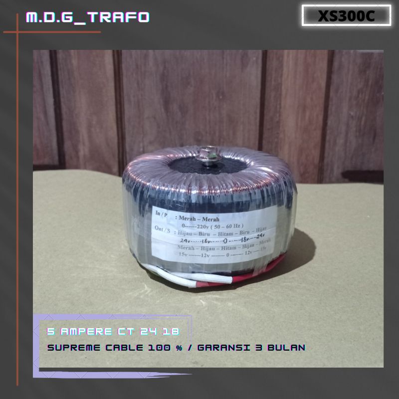 trafo toroid donat 5A CT 24v - 18v murni