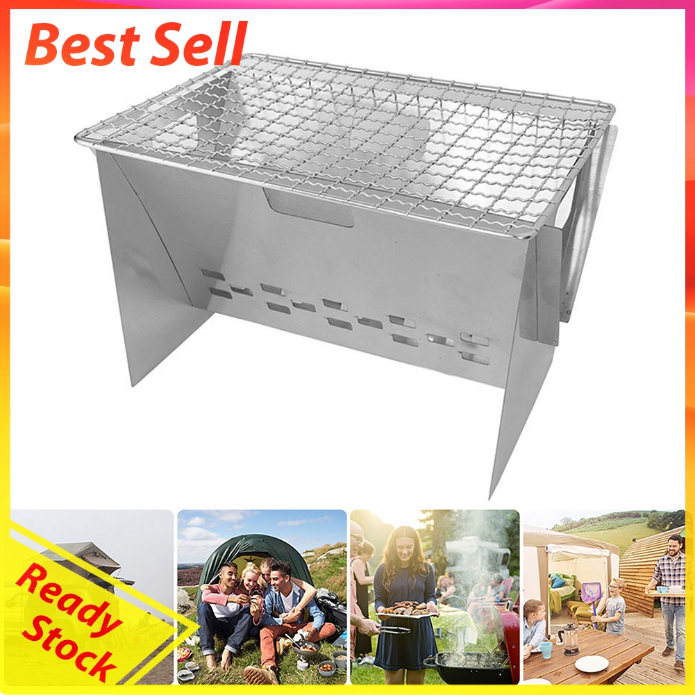 Mini Portable BBQ Grill Stove Stainless Steel Camping Picnic Cooking Tool