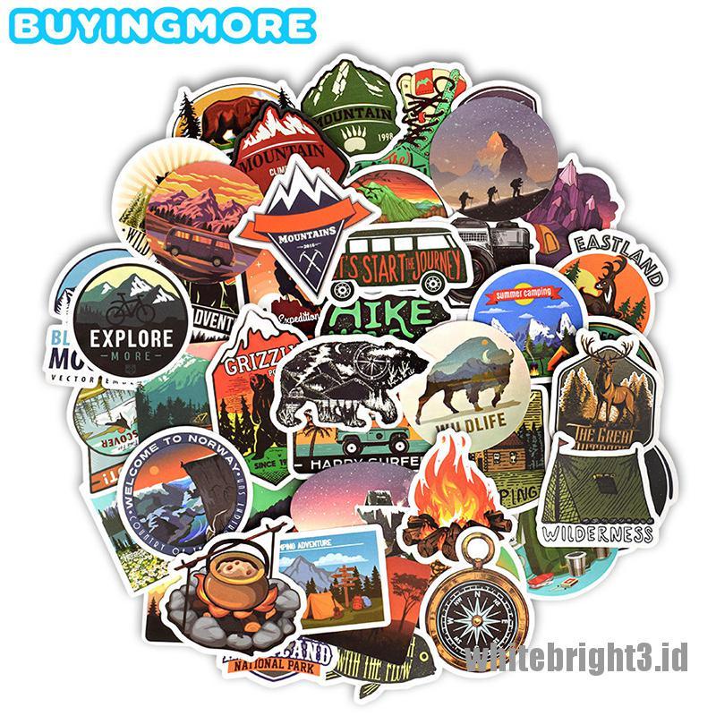 (white3) 50pcs Stiker Anti Air Untuk Camping / Outdoor / Climbing