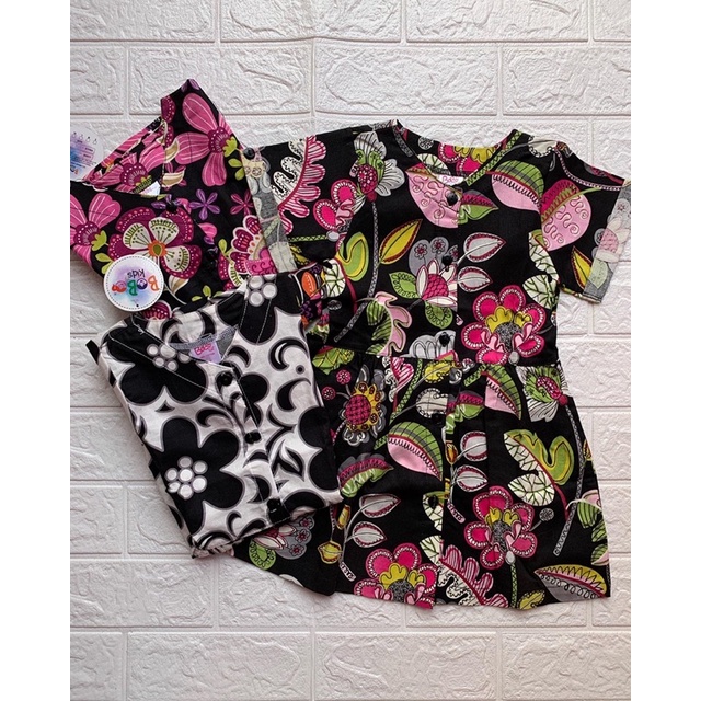 dress anak perempuan motif bunga kancing rempel rok