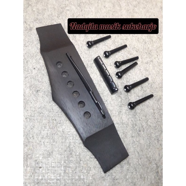 Bridge Nut Saddle Knip Variasi Custom Black Edition Gitar Akustik Elektrik 1Set