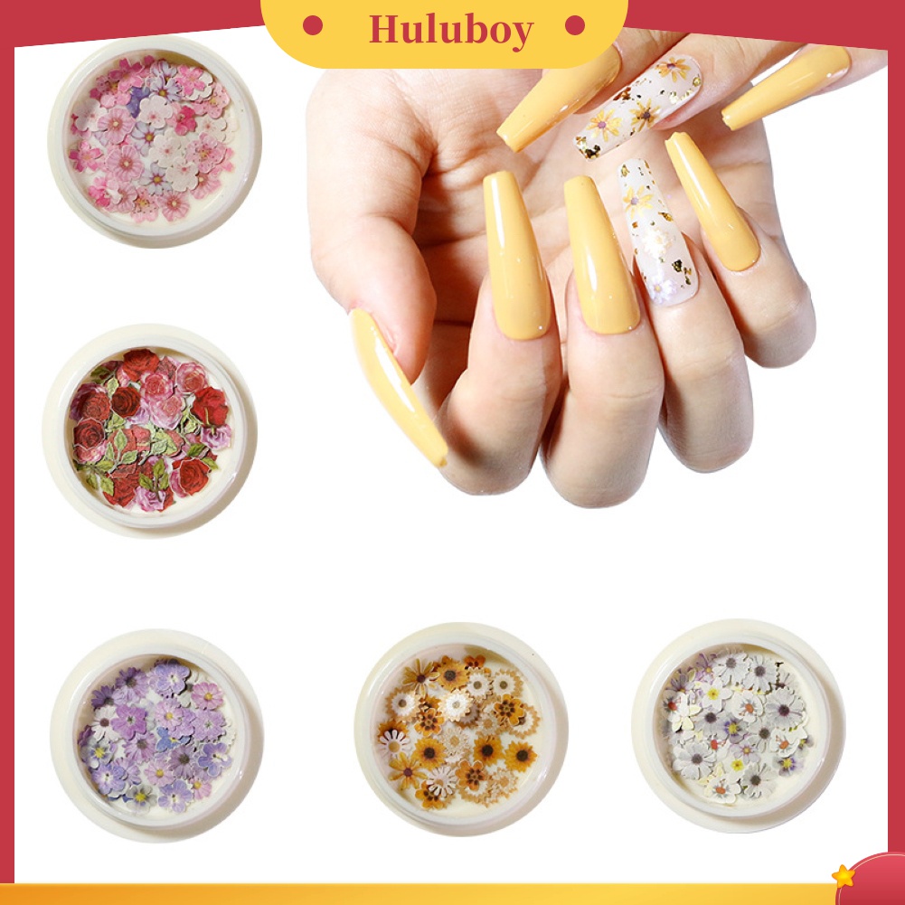 Huluboy Huluboy♡ Irisan Kayu Bunga Mawar Marguerite Sakura Untuk Dekorasi Nail Art