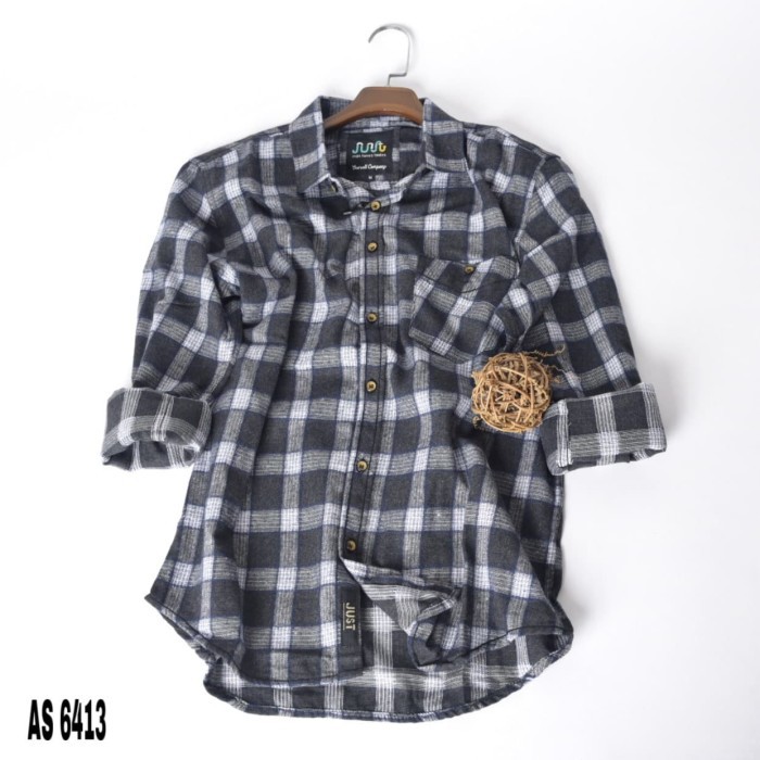 7106Tu -697Kemeja Nando | Baju Hem Pria Dewasa Lengan Panjang Mur PL957  Flanel Planel FlannelBlack