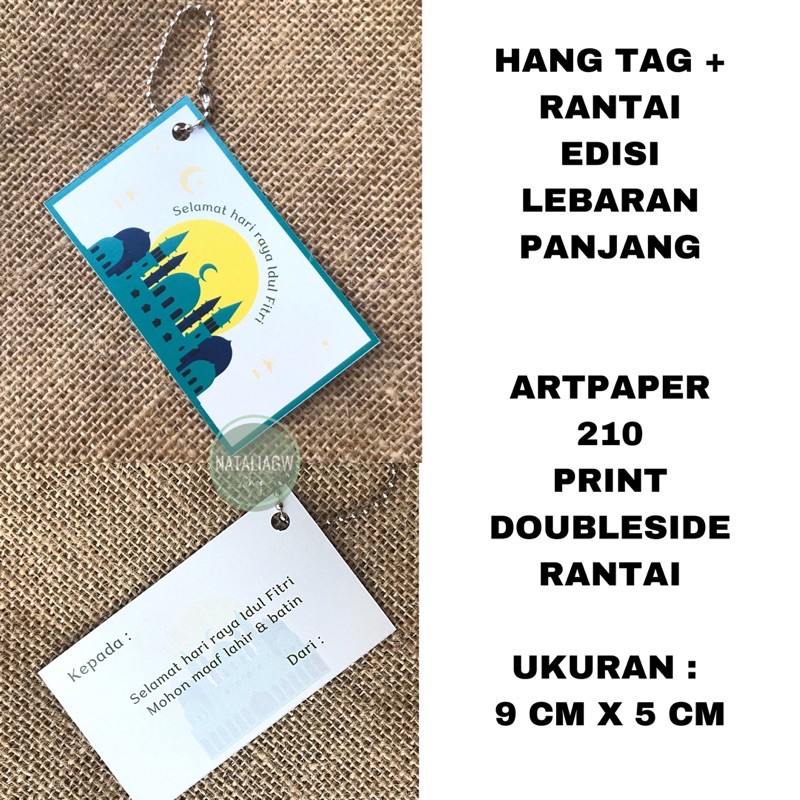 Kartu lebaran panjang hang tag + rantai idul fitri 9 x 5 cm ramadhan