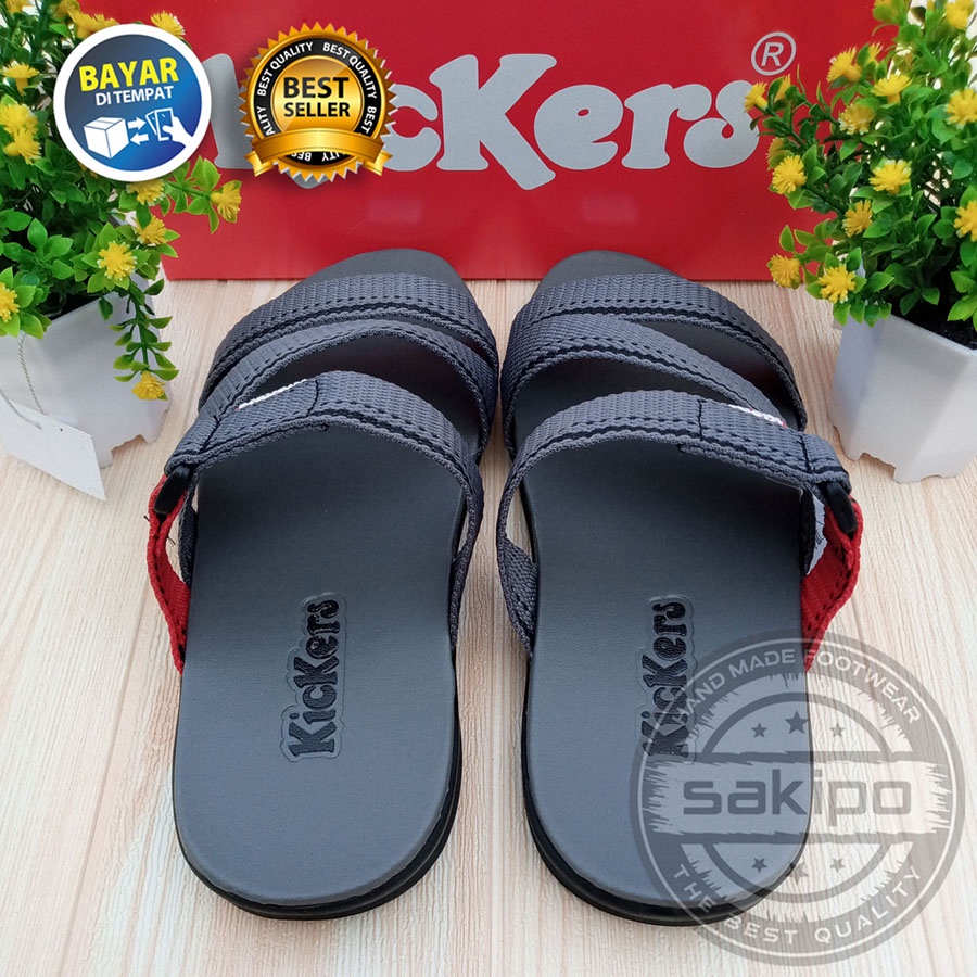 PROMO 4.4 MEGA SALE !! SANDAL PRIA DEWASA SLIDE BISBAN RING ABU KICKERS MURAH / SAKIPO