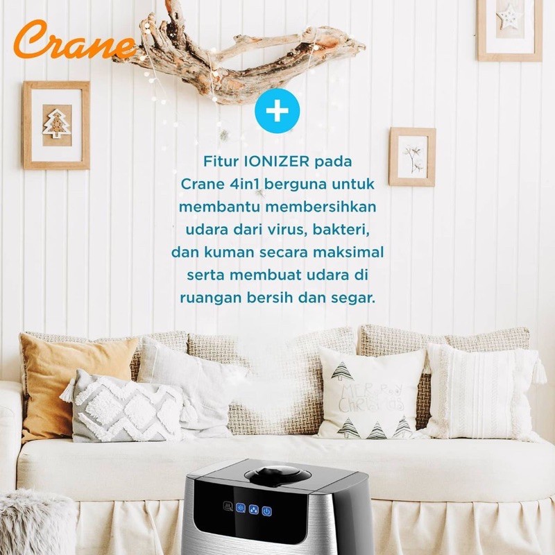 CRANE 4 IN 1 AIR PURIFIER AND HUMIDIFIER / Crane Humidifier 4 in 1 True Hepa EE-6908 / crane / PENGHARUM RUANGAN / PENYEGAR UDARA / PURIFIER / KESEHATAN UDARA / HEPA FILTER / IONIZER / ESSENTIALS OIL / ORIGINAL / BARU / CRANE MURAH / GARANSI RESMI