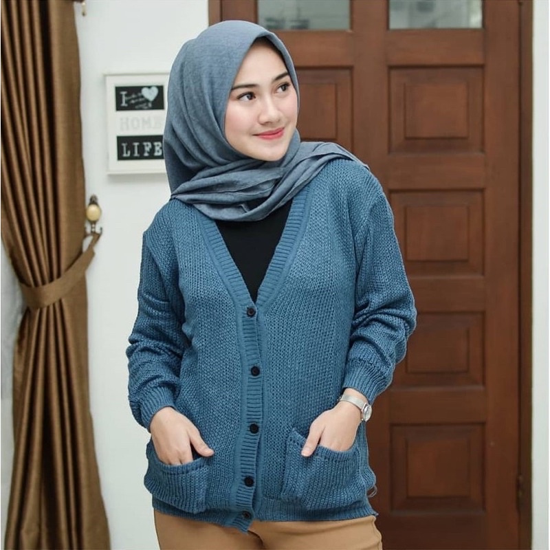Merisa Cardy Long Pocket Kancing 5 / Merisa Cardy / Kardigan Rajut Merisa / Long Cardi Saku Merisa