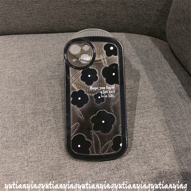 Soft Case TPU Motif Bunga Hitam Misterius Untuk IPhone 13 12 11 Pro MAX 7 Plus 13 8Plus X XR 6 6S 7 8 Plus XS MAX SE 2020