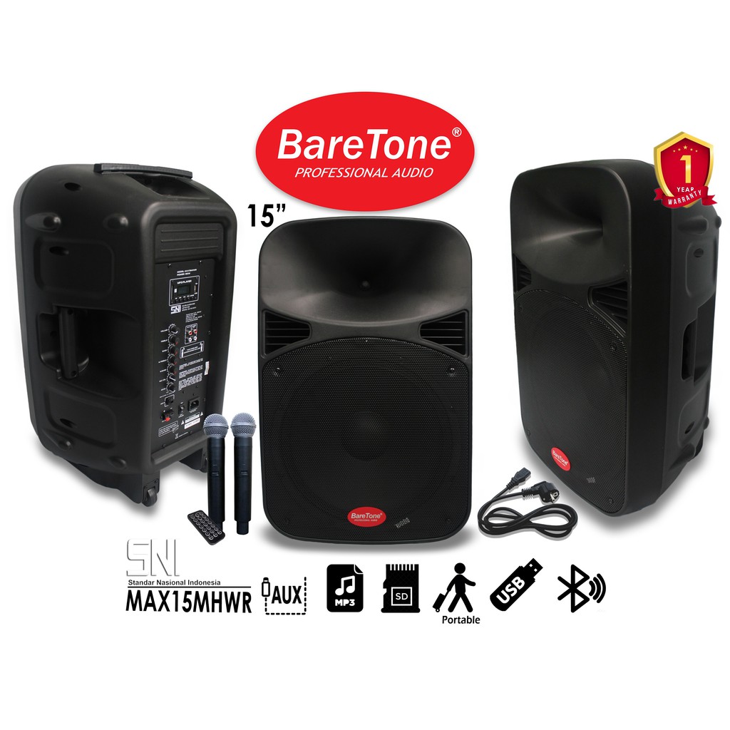 BARETONE MAX15MHWR Speaker Aktif Portable Meeting 15 Inch