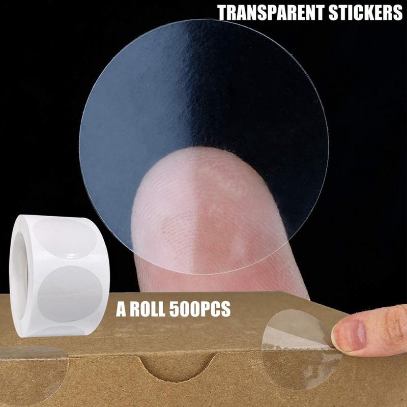 

500pcs Stiker Transparan Bentuk Bulat Ukuran 1 Inch