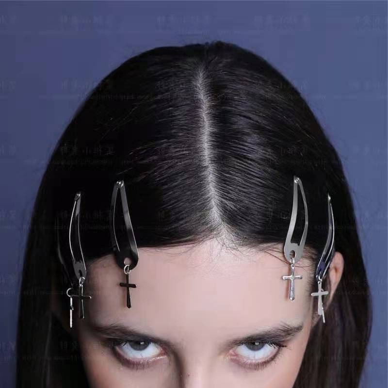 Jepit Rambut Model Silang Bahan metal Warna silver