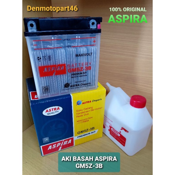 AKI ASPIRA GS ASTRA, ACCU BASAH GM5Z-3B PREMIUM KIT ORIGINAL