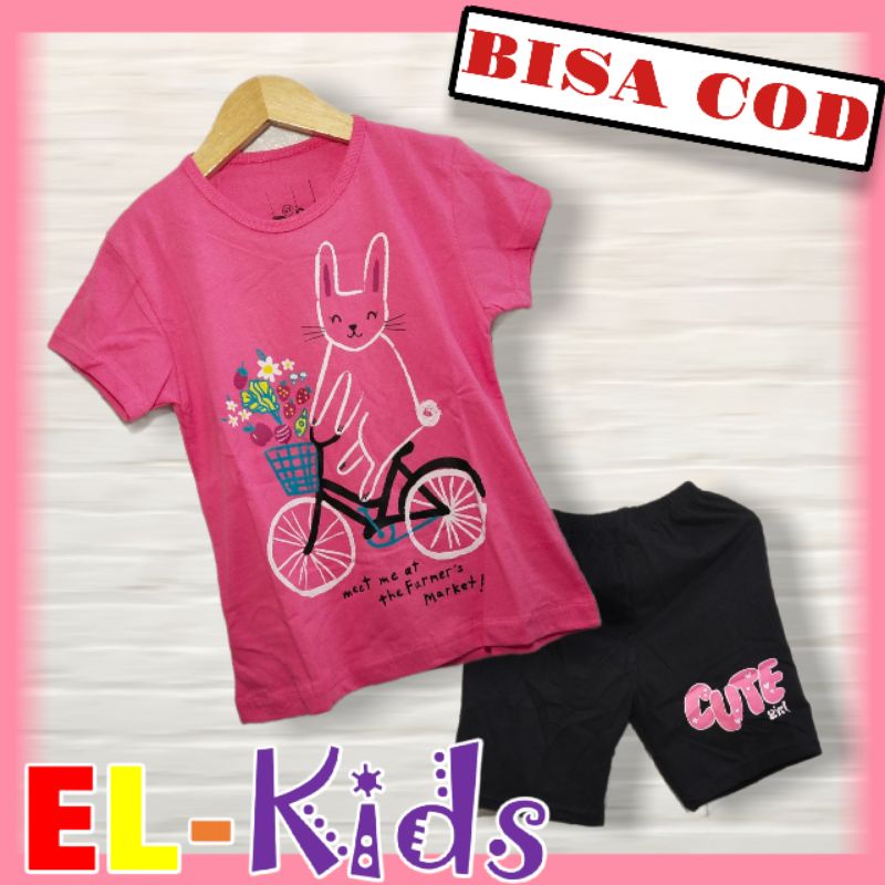 Baju Anak Perempuan / Kaos Anak Perempuan / Setelan Anak Perempuan 1 - 10 Tahun Bunny Sepeda
