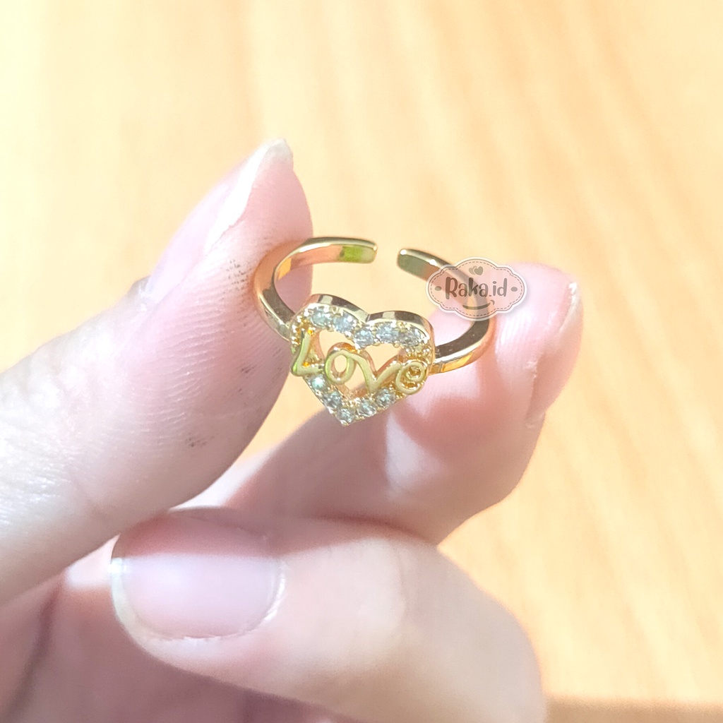 Cincin Anak Motif Tulisan Love Adjustable Perhiasan Anak 998