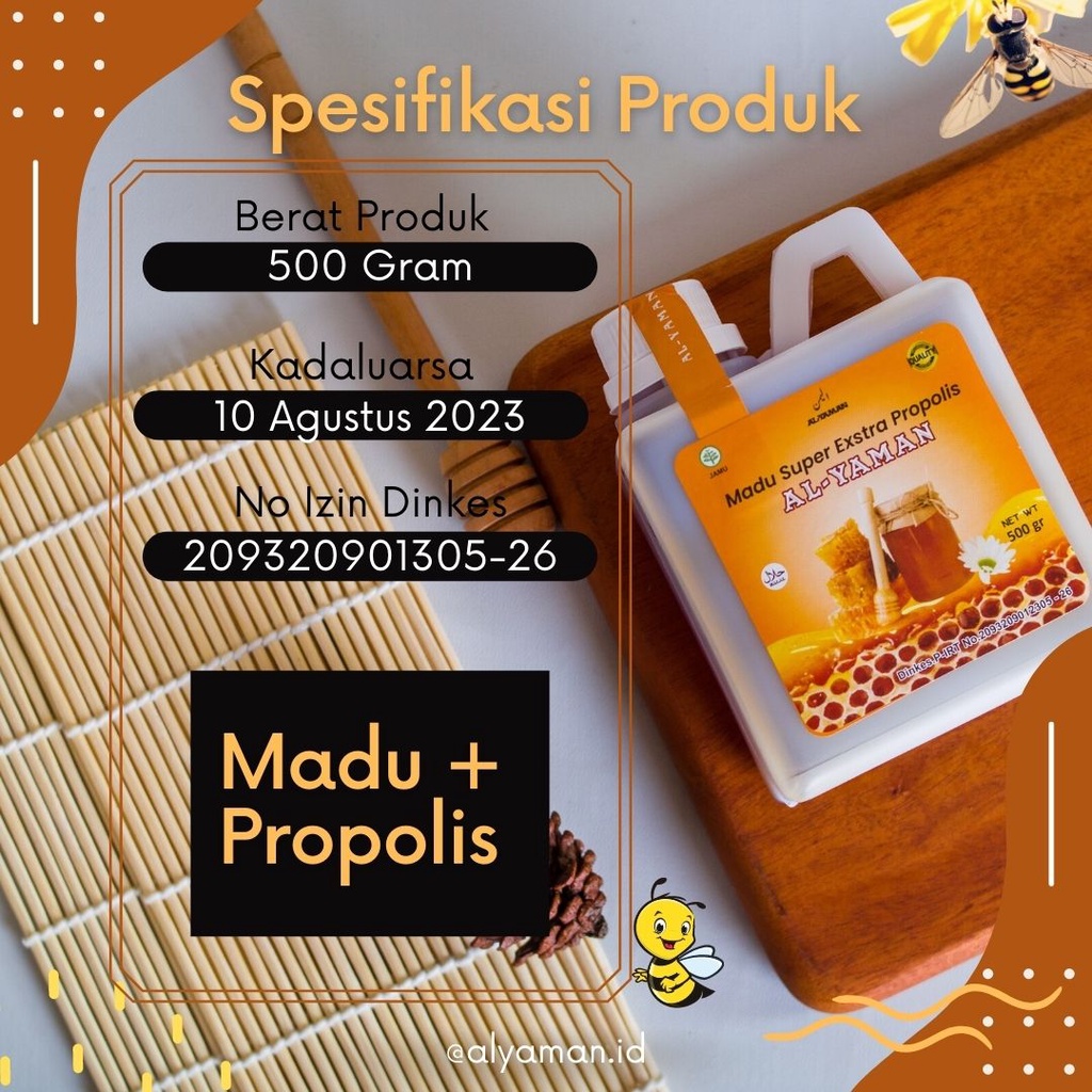 Al Yaman - Madu Super Ekstra Propolis Untuk Kesehatan Dan imunitas Tubuh  500Gram