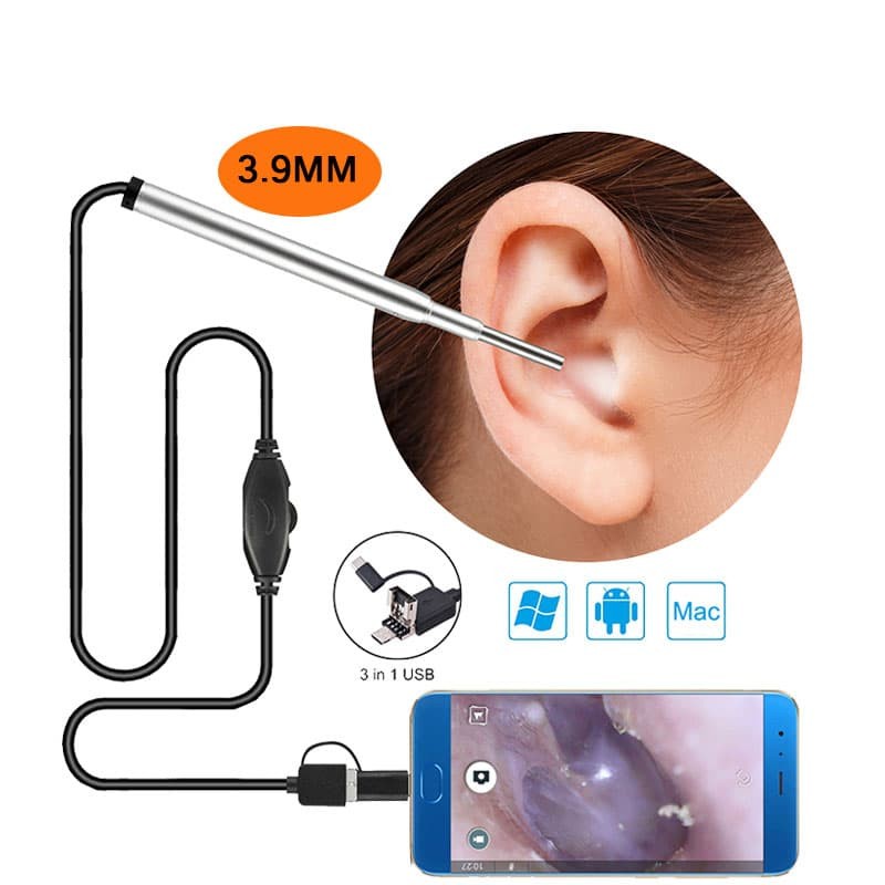 Kamera Untuk Korek Kuping 3.9mm Kamera Endoscope HD Visual USB Earpick 3.9mm [ import ]