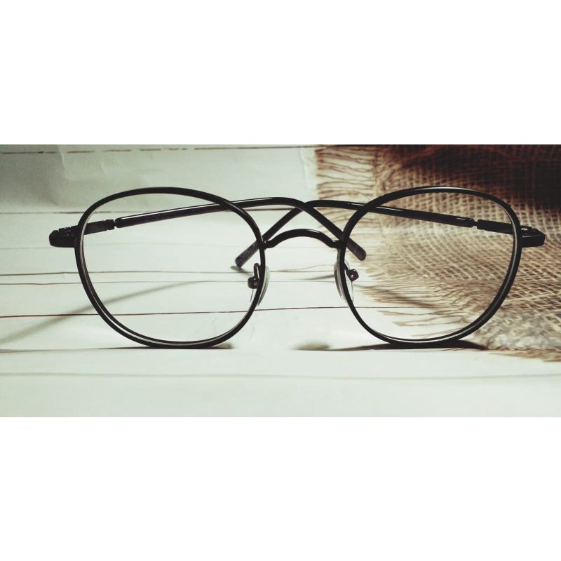 frame kacamata besi bulat tebal hitam