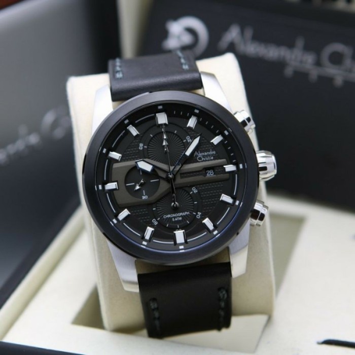 Jam tangan pria Alexandre Christie AC 6562 AC6562 black silver Original