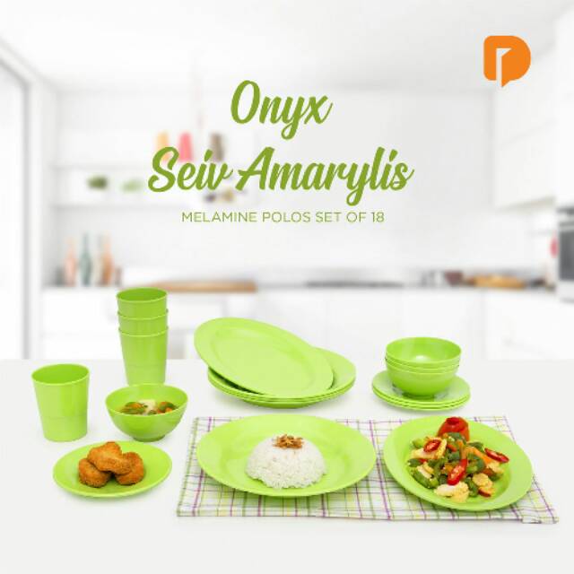 Onyx Seiv Amaryllis Melamine Polos Set Of 18
