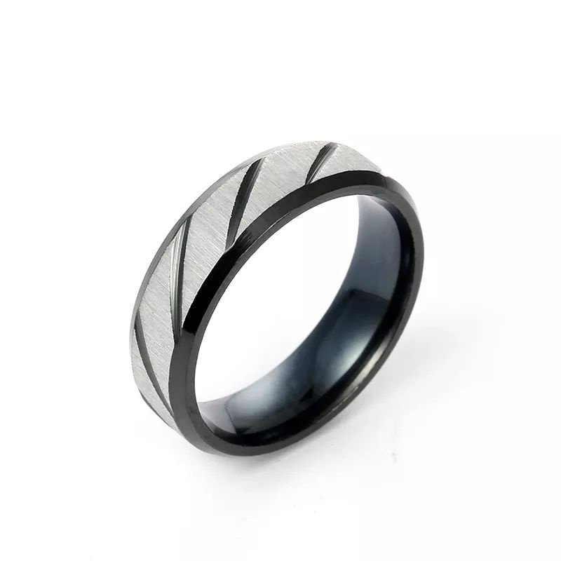 cincin titanium hitam silver pasir