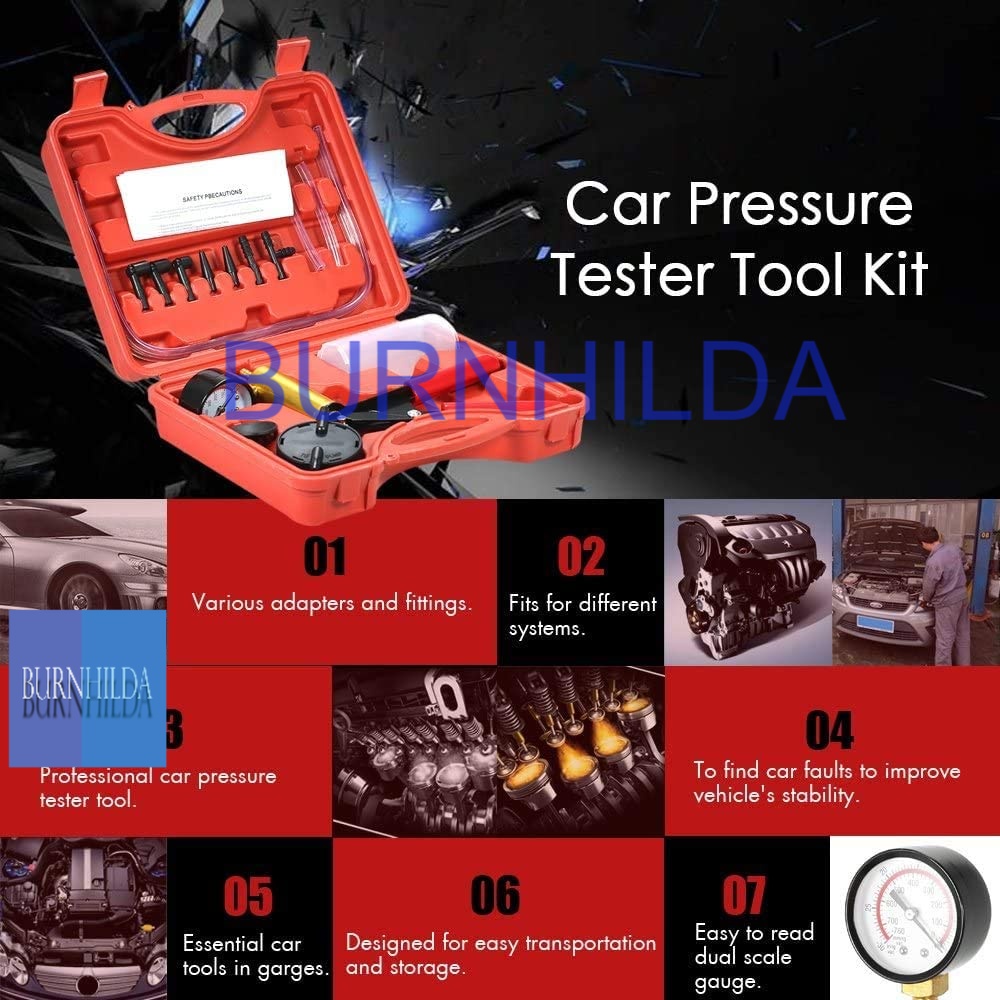 Vacuum Pistol Brake Bleeder Kit Bleeding Rem ABS MobilBrake Bleeder Kit with Hand Held Vacuum Pump Tester | 16pcs Brake Clutch Bleeder Tool with Adapters for Car Kitchen Uses | One-Man Brake Bleeding System Apply to Bike, Motorcycle, Car, Truck  burnhilda