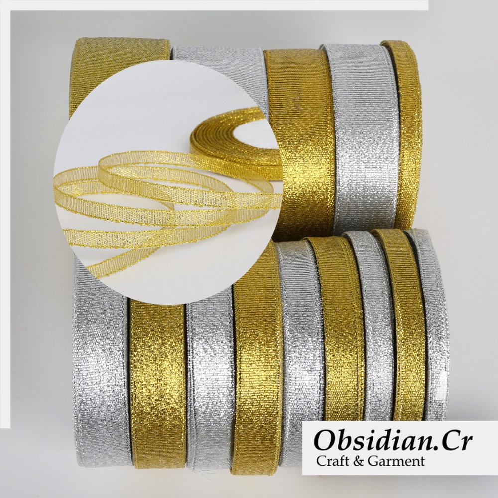 Pita Glitter Gold / Silver 1/4 Inch (0.6cm) per Roll