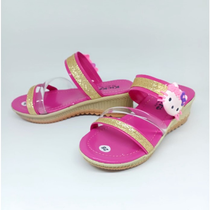 Sandal Anak Perempuan Kickers Selop Wedges 26 - 35 HK Hak 3 Cm Casual Fashion N14