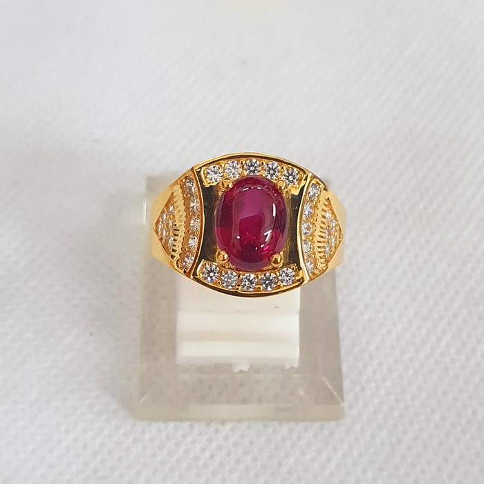 cincin cowok pria laki batu merah variasi ad emas 70% 700 70 % vari 1