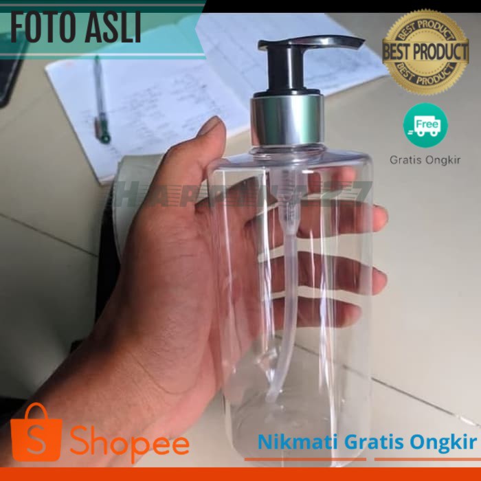 Botol Pump 500ml / Botol Kosong Pump Bening 500ml/Botol refill Pompa Murah Bening