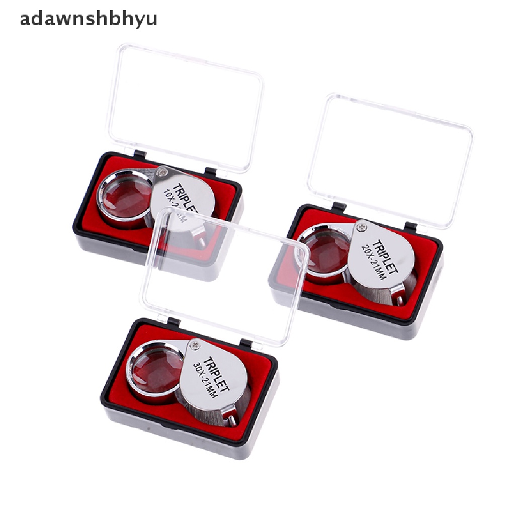 [adawnshbhyu] Triplet Jewelers Eye Loupe Magnifier Kaca Pembesar Perhiasan Berlian Dengan Kotak