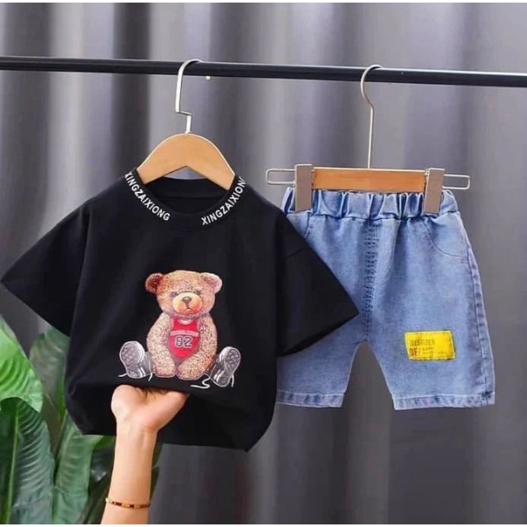 SETELAN TERBARU BB PANDA 1-5 TAHUN SETELAN ANAK PAKAIAN ANAK 1-5 TAHUN SETELAN ANAK LAKI LAKI FASHION ANAK LAKI LAKI SETELAN BAJU KAOS ANAK CELANA DENIM FASHION BAYI &amp; ANAK
