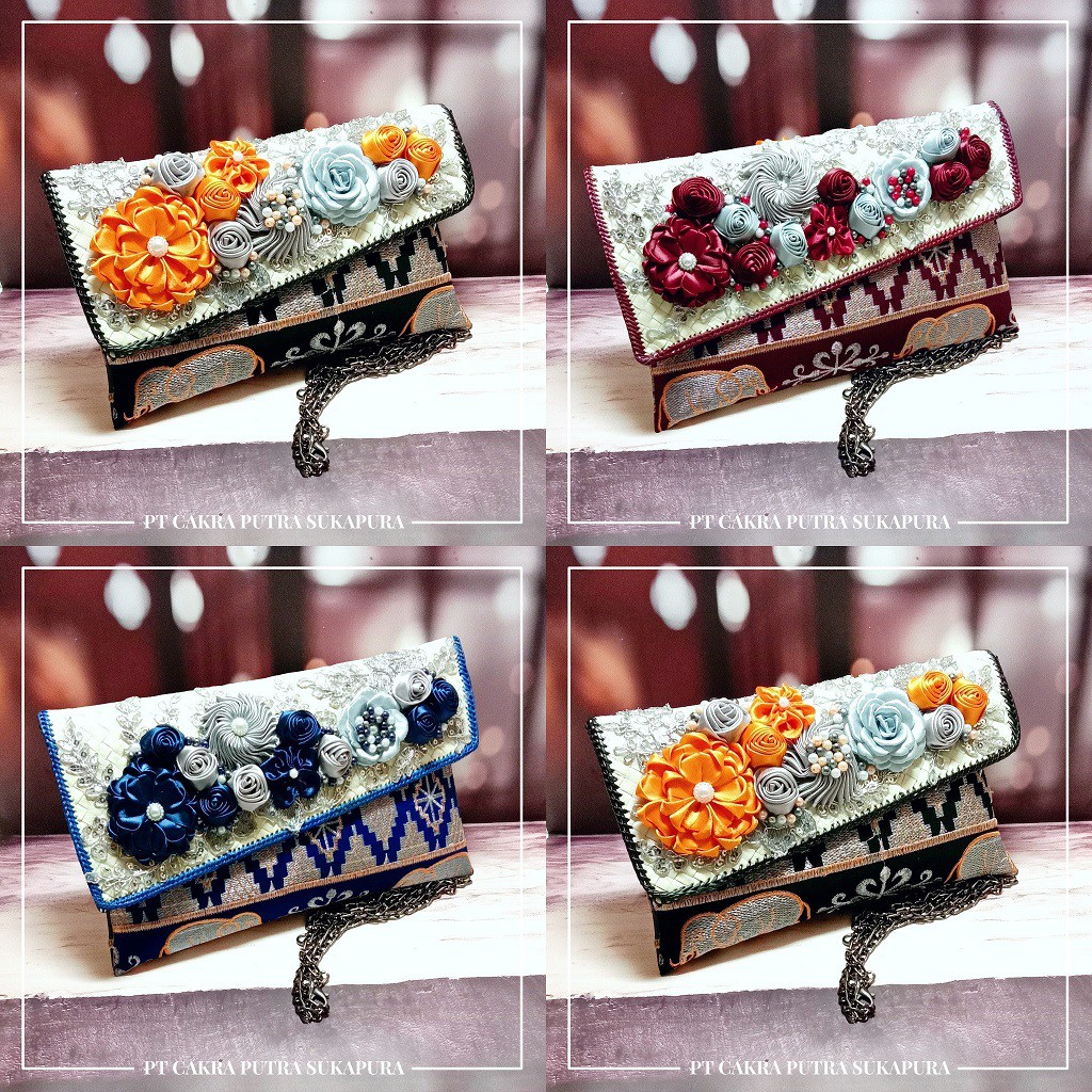 RJ CRAFT - Clutch Tapis Bordir Anyaman Pandan Clutch Party Wanita Clutch Pesta Trendy