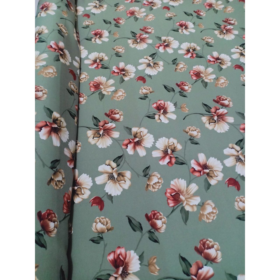 KAIN SHAKILA MOTIF BUNGA METERAN // SHAKILA A GRADE ECERAN