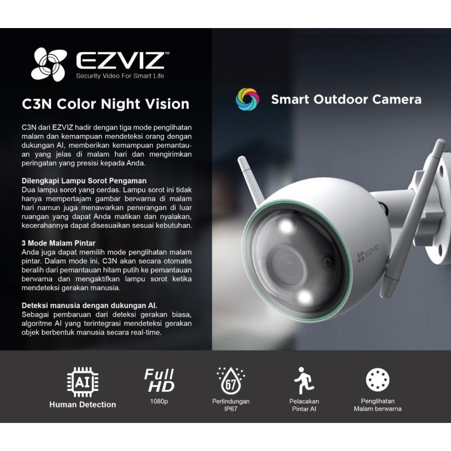 Ezviz C3N Color Night Vision 1080P Smart IP Camera Outdoor Kamera CCTV