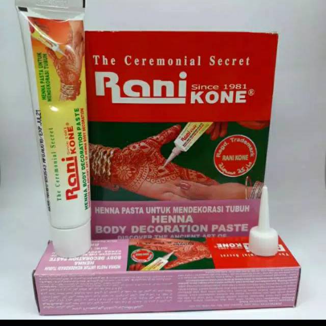 RANI KONE WARNA MERAH TUA BOX BESAR / HENA BODY DECORATION RK-55