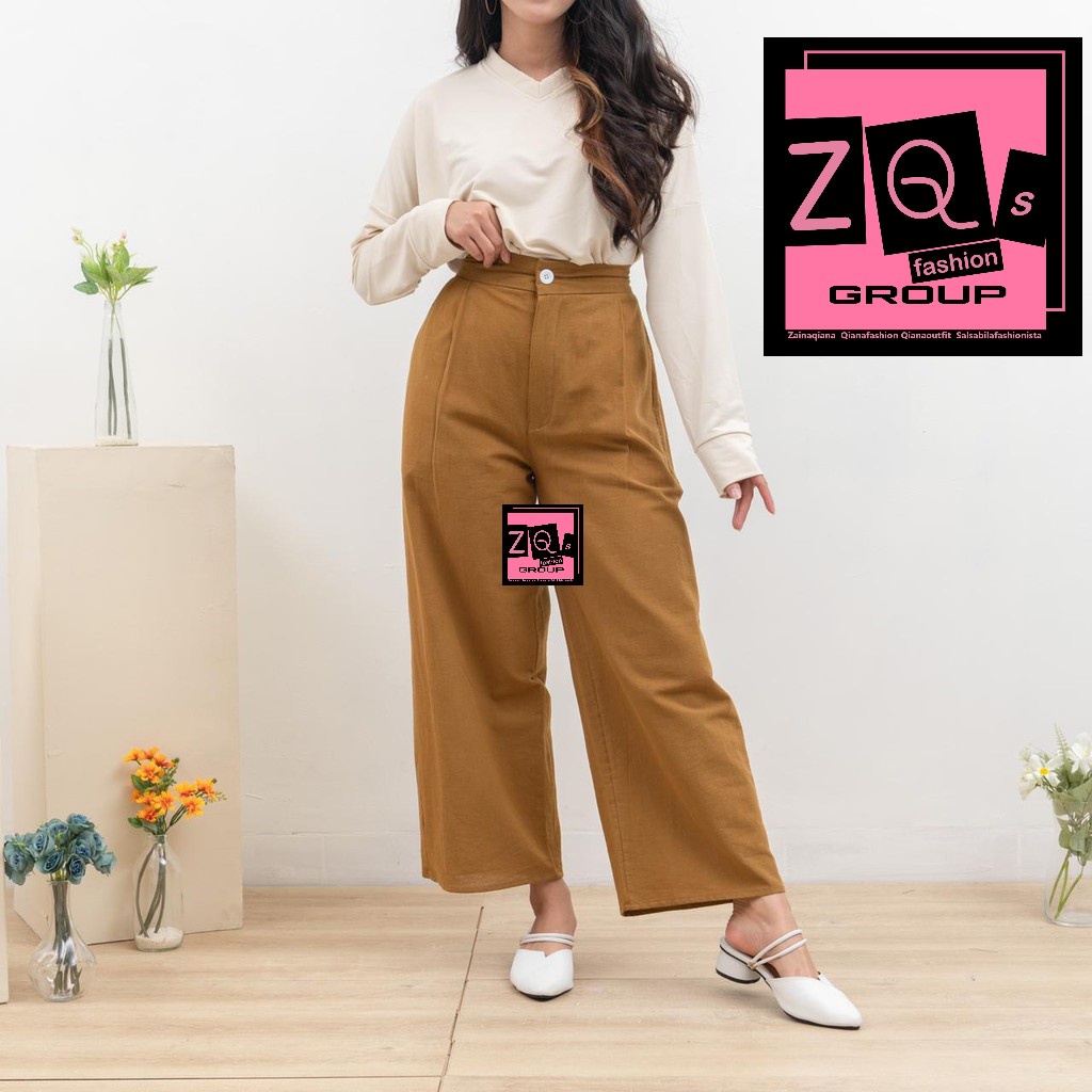 SEOUL Highwaist Kulot Celana Wanita Linen Premium Pants &quot;Best Seller dan best price