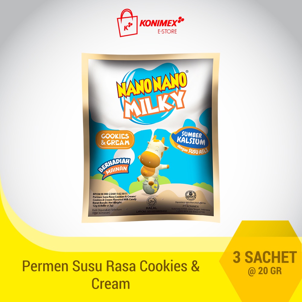 

Nano Nano Milky Cookies&Cream 3 sachet (@ isi 6 butir)