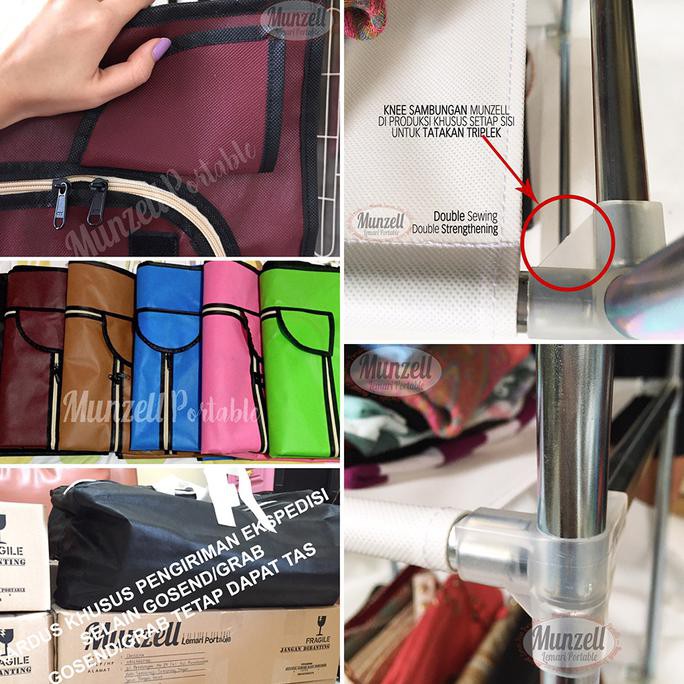 Lemari Baju/Pakaian Munzell Lpf-02 Black. Lemari Gantung +2 Sekat - Biru