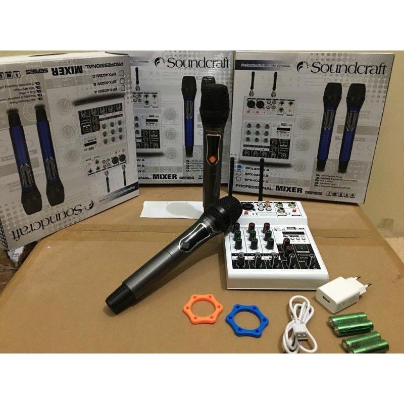Soundcraft EFX 402 Mixer Audio 4 Channel + 2 Microphone Wireless