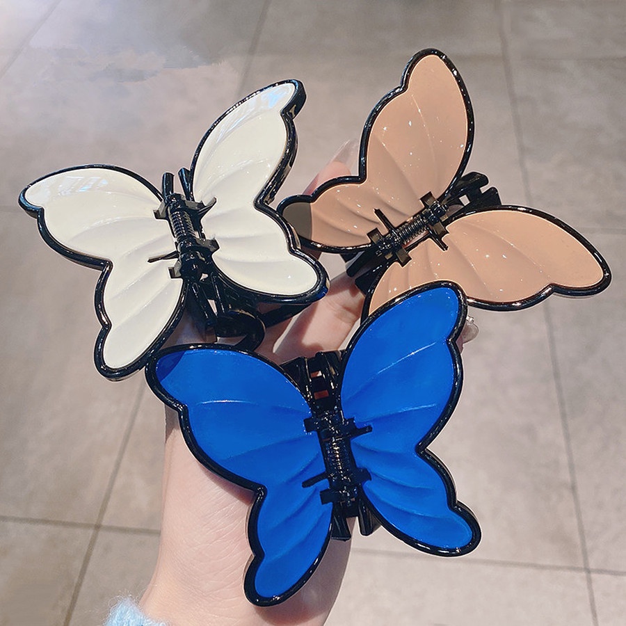 Jepit Rambut Model Butterfly Bahan Akrilik Matte Ukuran 7cm Untuk Wanita