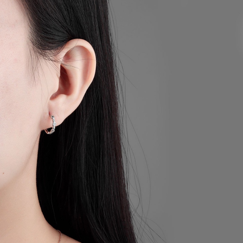 Anting Bulat Hias Zircon Gaya Korea Untuk Wanita