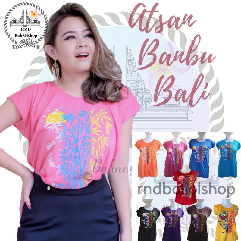 KAOS ATASAN MOTIF BAMBU | KAOS WANITA MOTIF | ATASAN BAMBU | BAJU KAOS WANITA | KAOS BAMBU BALI