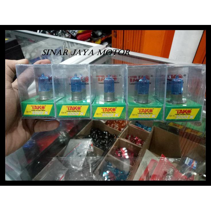 Lampu Halogen Xenon Tako H6 Blue Putih Kaki 1 Bebek Matic Watt / pcs