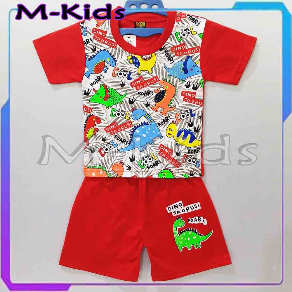 MKids88 - Baju Setelan KAOS Anak Gambar Dinosaurus / Dino